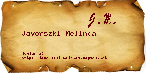 Javorszki Melinda névjegykártya